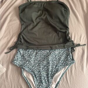 Cupshe Green and Blue Floral Swimsuit